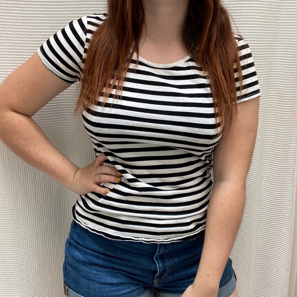 Women’s H&M Striped Black and White Sailor T-Shirt. Size Medium
